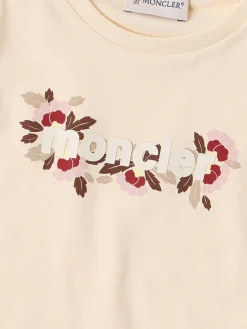 Floral logo print cotton blend t-shirt