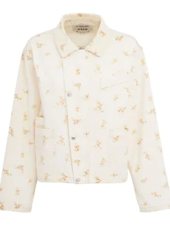 Floral printed denim jacket