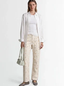 Floral printed straight jeans