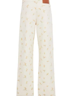 Floral printed straight jeans