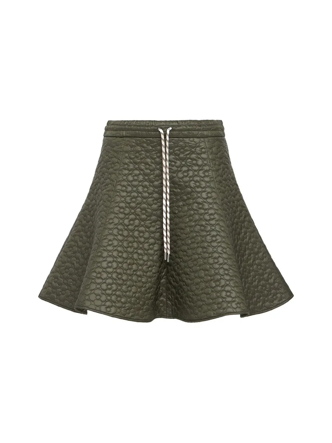 Floral quilted nylon padded mini skirt