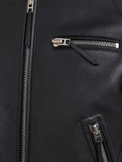 Giacca biker in pelle martellata
