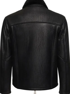 Giacca cerata con shearling