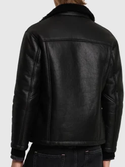 Giacca cerata con shearling