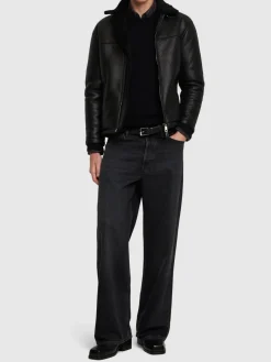 Giacca cerata con shearling