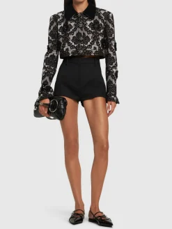 Giacca cropped floccata con perline