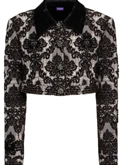 Giacca cropped floccata con perline