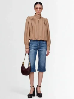 Giacca cropped in tela di cotone