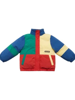 Giacca imbottita in poly stampato con cappuccio