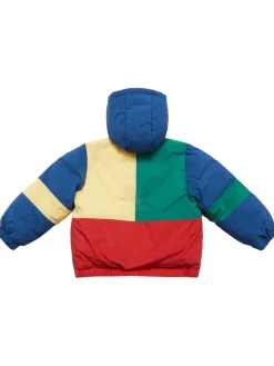 Giacca imbottita in poly stampato con cappuccio