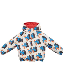 Giacca imbottita in poly stampato con cappuccio