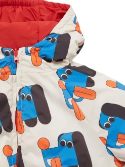Giacca imbottita in poly stampato con cappuccio