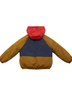 Giacca imbottita in poly stampato con cappuccio