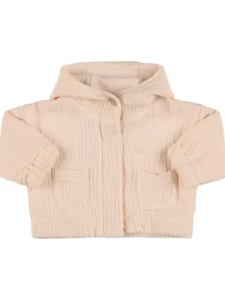 Giacca in cotone seersucker con cappuccio