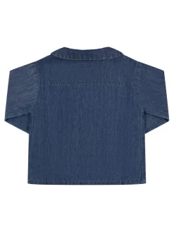 Giacca in denim di cotone e lino