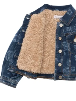 Giacca in denim di misto cotone stampato