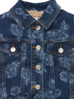 Giacca in denim di misto cotone stampato