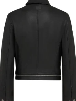 Giacca in pelle con zip e cintura