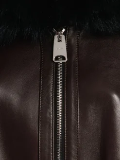 Giacca in pelle Daemon con collo in pelliccia