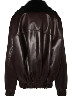 Giacca in pelle Daemon con collo in pelliccia