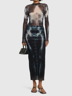 Gonna lunga Squeletor in mesh stampa