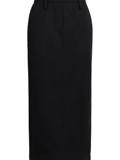 Gonna maxi in twill di misto lana a vita bassa
