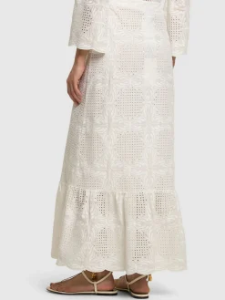 Gonna midi in voile di misto cotone