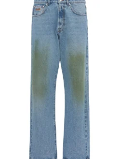 Grass stain loose denim jeans
