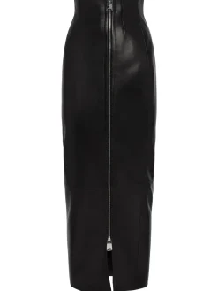 Gres leather a-line midi skirt