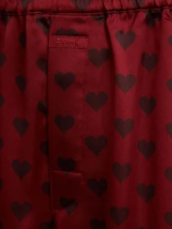 Hearts sateen pajama shirt & pants set
