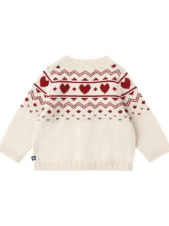 Jacquard knit wool blend cardigan