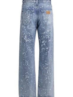 Jeans dritti in denim con decorazioni
