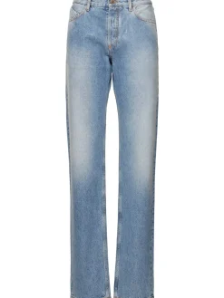 Jeans dritti in denim spalmato