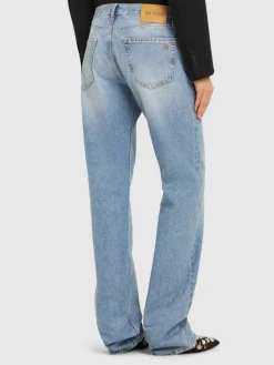 Jeans dritti in denim spalmato