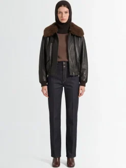 Jeans dritti vita alta in denim