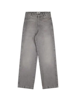 Jeans dritti vita media in denim