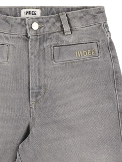 Jeans dritti vita media in denim