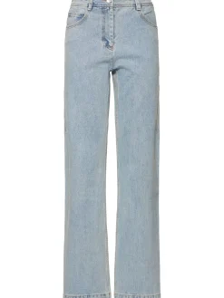 Jeans dritti vita media in denim