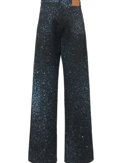 Jeans larghi in denim con decorazioni