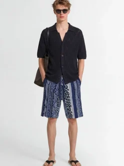 Knitted cotton blend shorts