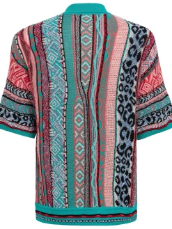 Knitted cotton blend short sleeve shirt