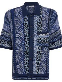 Knitted cotton blend short sleeve shirt