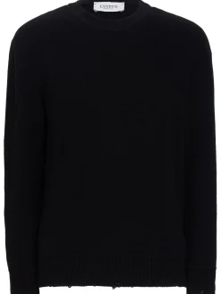 Knitted cotton crewneck sweater