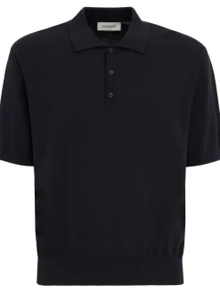 Knitted cotton polo shirt