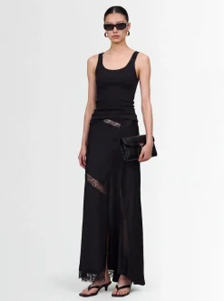 Lace & satin long skirt
