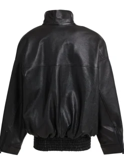 Leather bomber jacket