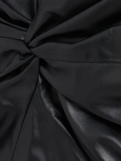 Leather strapless mini dress