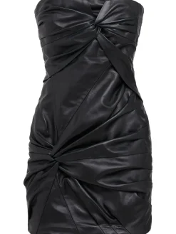 Leather strapless mini dress