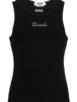 Logo cotton blend tank top