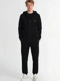 Logo cotton fleece zip-up hoodie
